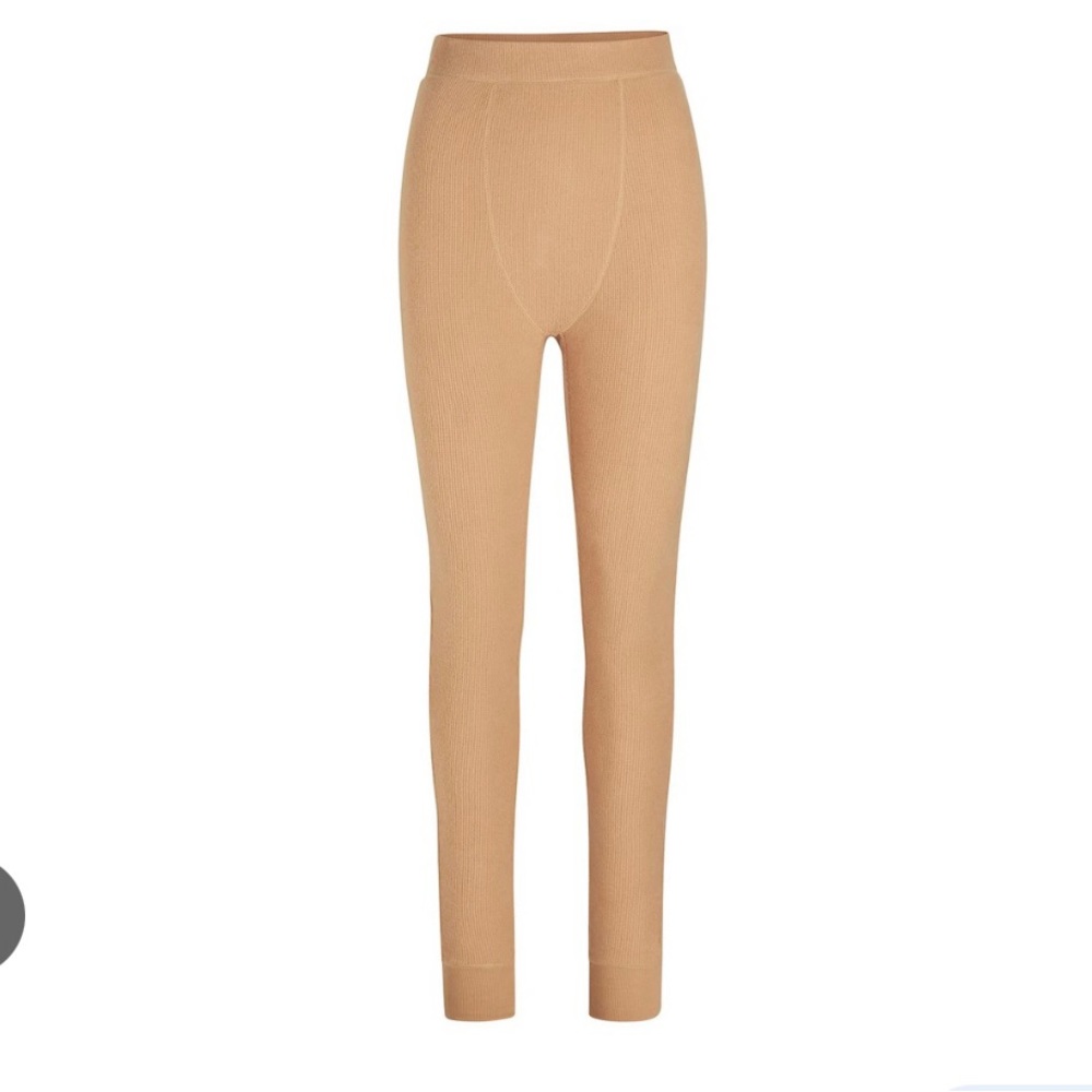 SKIMS Ribbed High-Waist Leggings in Camel